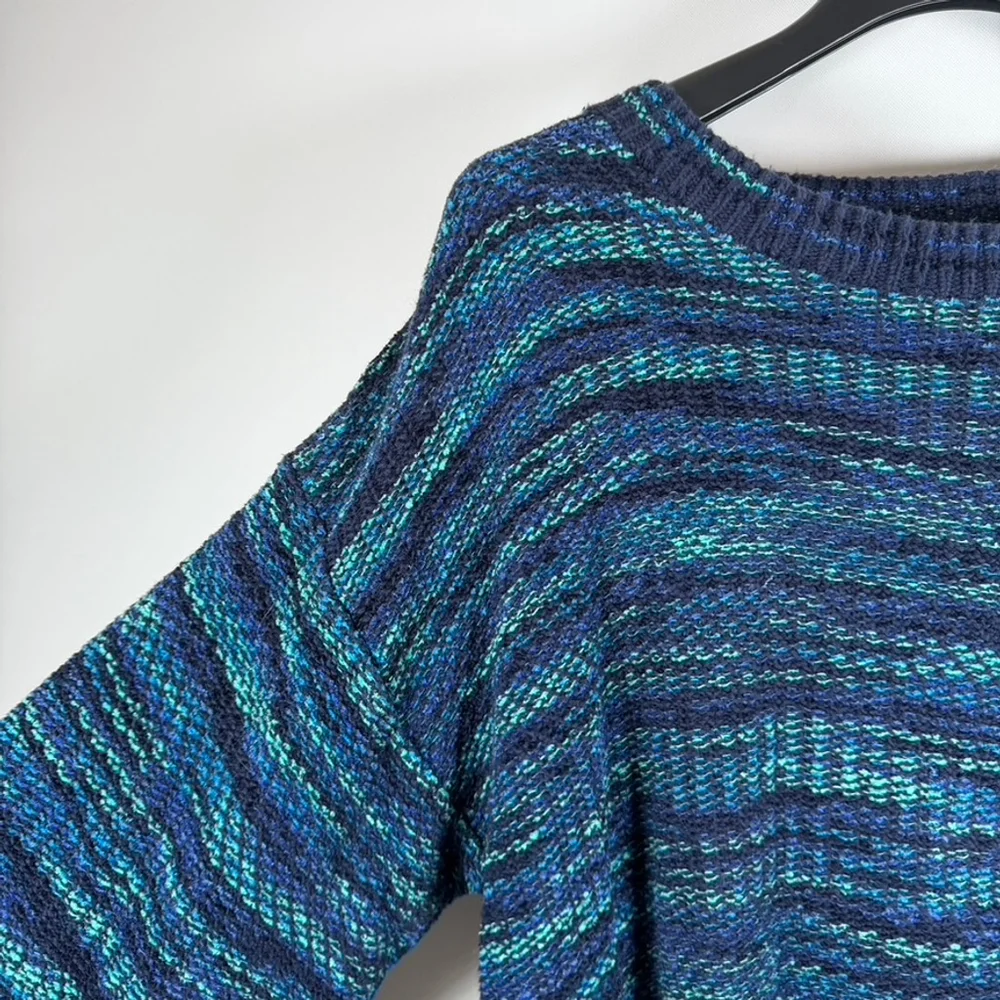 Tony Lambert Designs Blue Teal Marled Knit Sweater Cotton Bld VTG Mens size XL